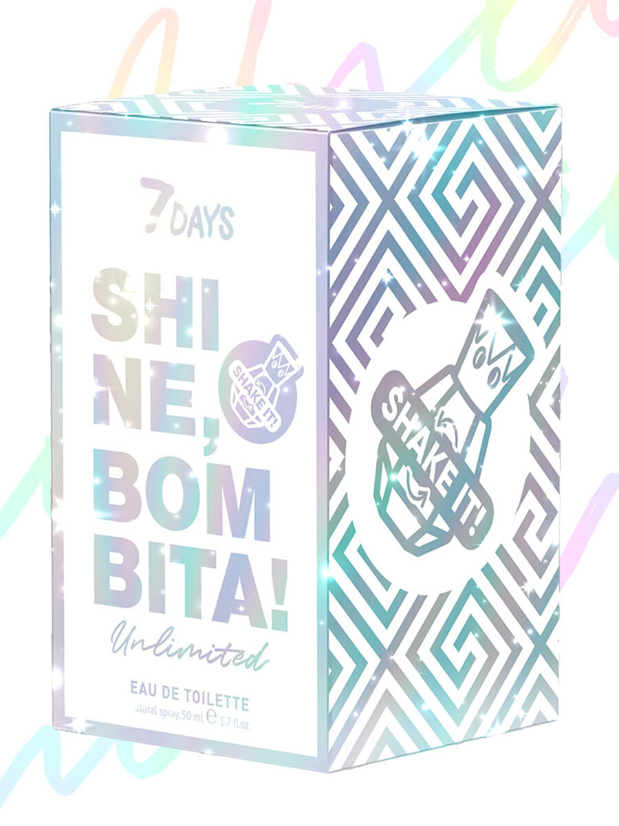7DAYS Духи с шиммером и мерцанием цитрусовые 50 мл SHINE, BOMBITA! — фото 1