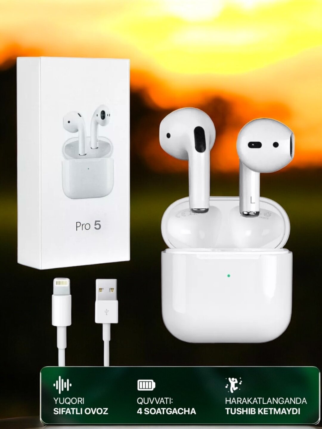 Беспроводные наушники Pro 5 для Ios и Android, Bluetooth 5.0 — фото 1