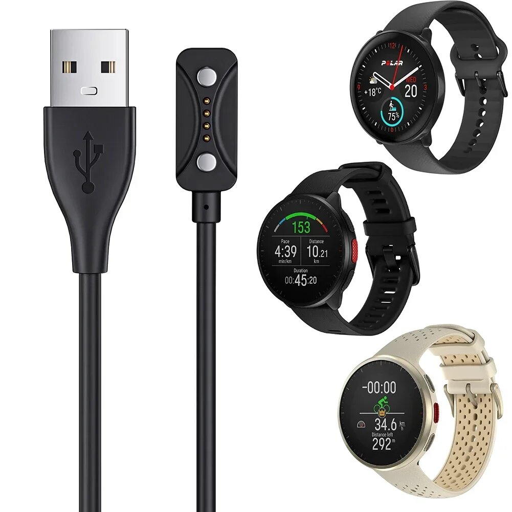 Магнитный USB-кабель для зарядки для Polar Pacer/Pacer Pro/Ignite 3/Vantage V3, адаптер зарядного устройства для умных часов, док-станция