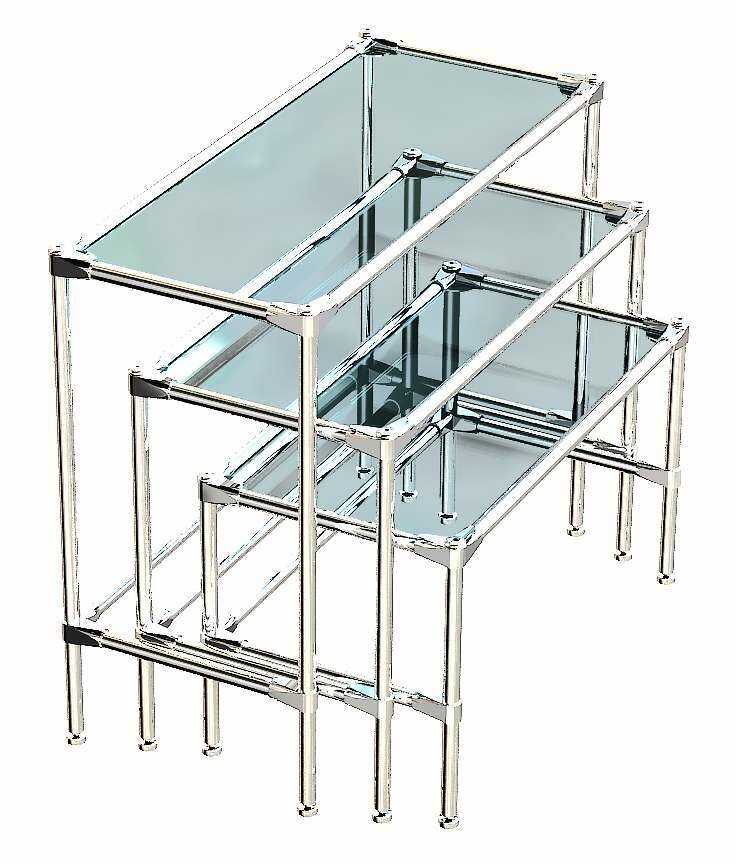 Комплект столов №1-2 с полками стекло 8мм (прозрачное). Производитель товара - компания ТОБ.