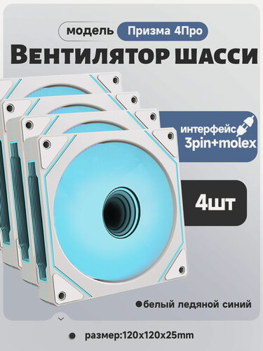 Изображение товара Вентилятор для корпуса компьютера *4 шт, RGB вентилятор для корпуса 120ммх120мм