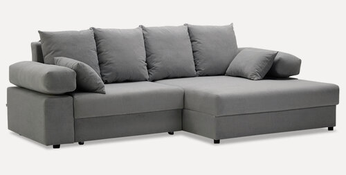 Изображение товара Угловой диван-кровать Тайлин 250х157х90 см, еврокнижка, спальное место: 140х200 см, правый угол, велюр серый