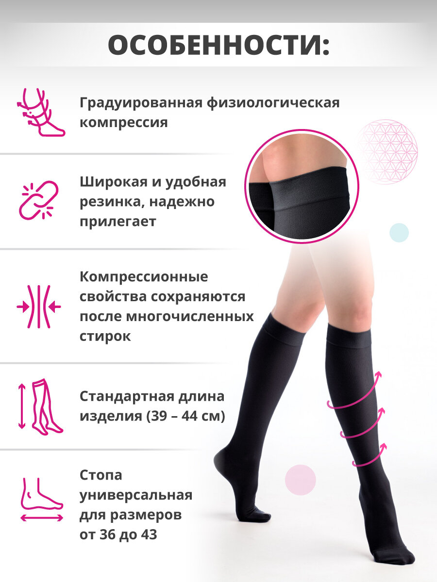 Компрессионные Изделия Для Ног Гольфы компрессионные Medi Duomed DC240, 2 класс компрессии, размер M, черные