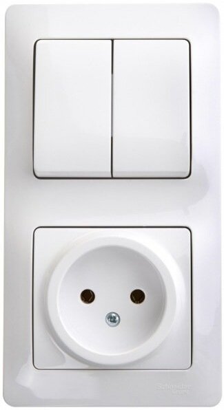 Блок SCHNEIDER ELECTRIC розетка и 2-кл. Выключатель SE Glossa Бел