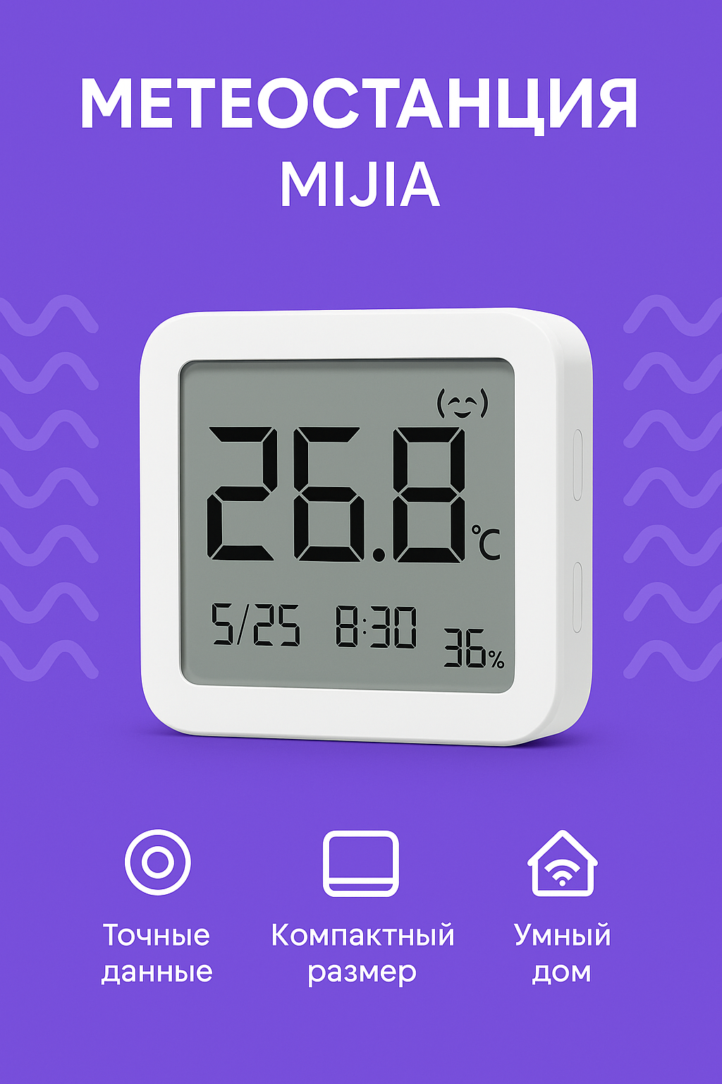 Метеостанция Xiaomi Mijia Intelligent Thermometer 3 (MJWSD05MMC) White CN