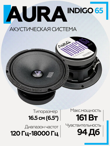 Изображение товара Акустическая система Aura INDIGO-65 (16,5 см) колонки автомобильные