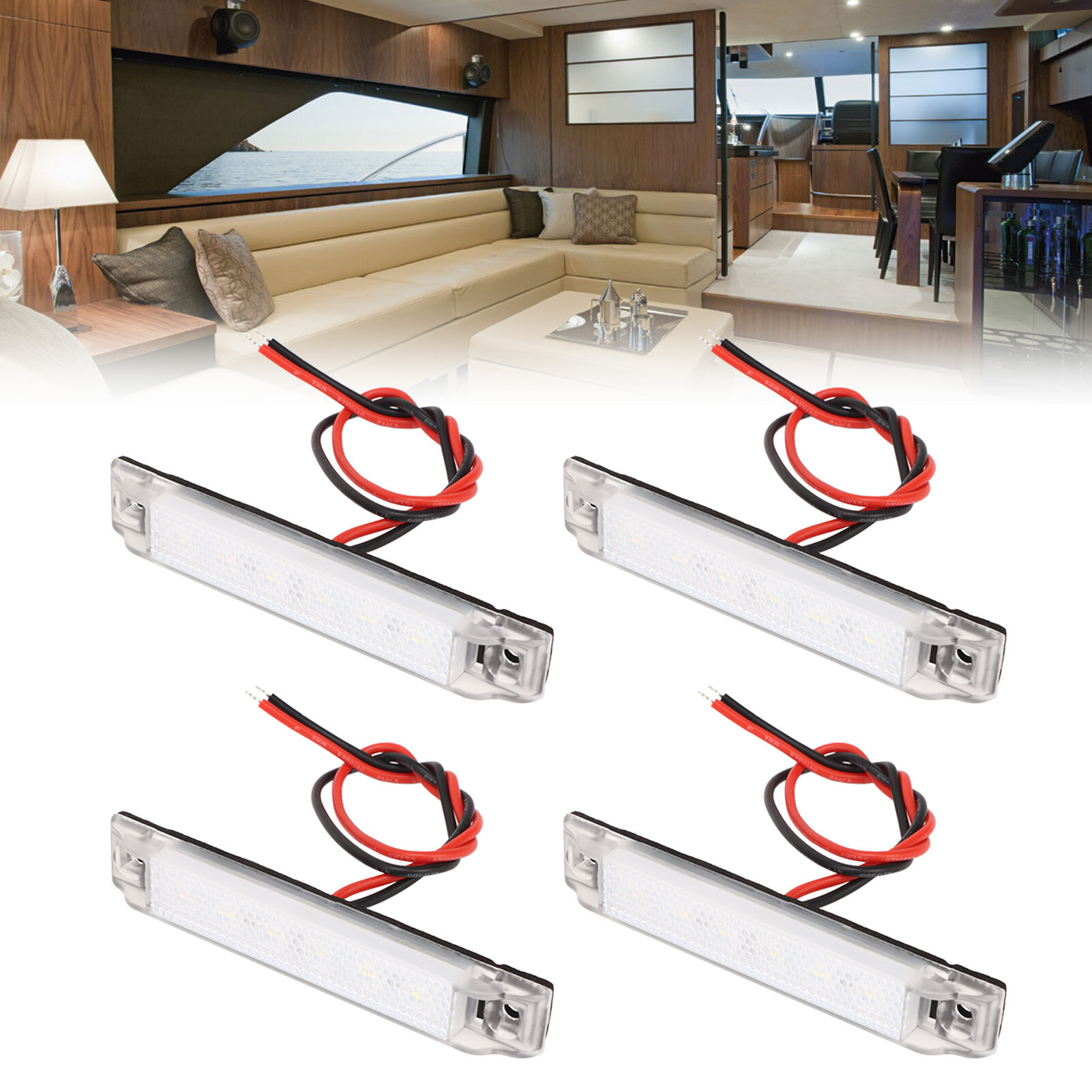 4ШТ 6LED Боковой Габаритный Индикатор 12V Навигационная Световая Полоса для Яхты Каяка Лодки Прицепа Кемпера Автобуса RV