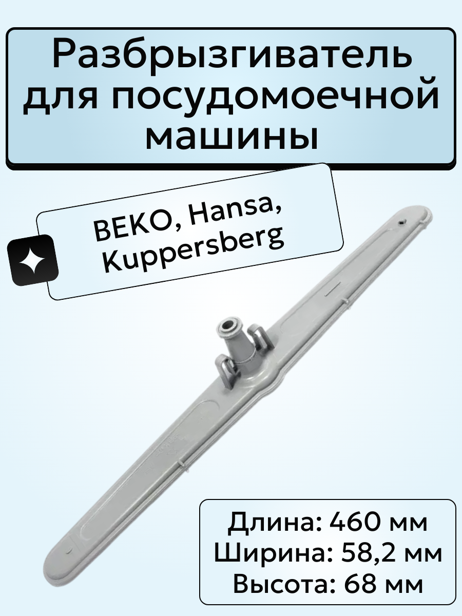 Разбрызгиватель (импеллер) для посудомоечной машины Beko 1746100300 серый, нижний