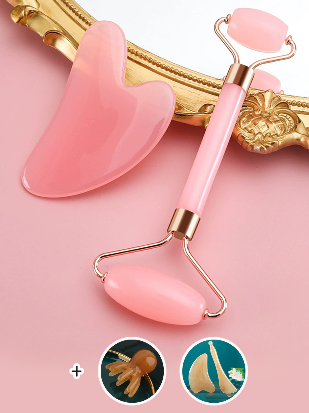 Ролик для лица и скребок гуаша, лапка, массажер для головы, тела и ног