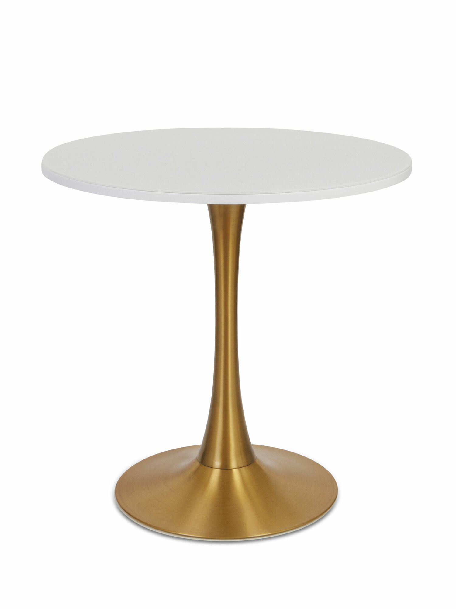 Стол обеденный МДФ+стекло Tulip-18 белый/золото D90