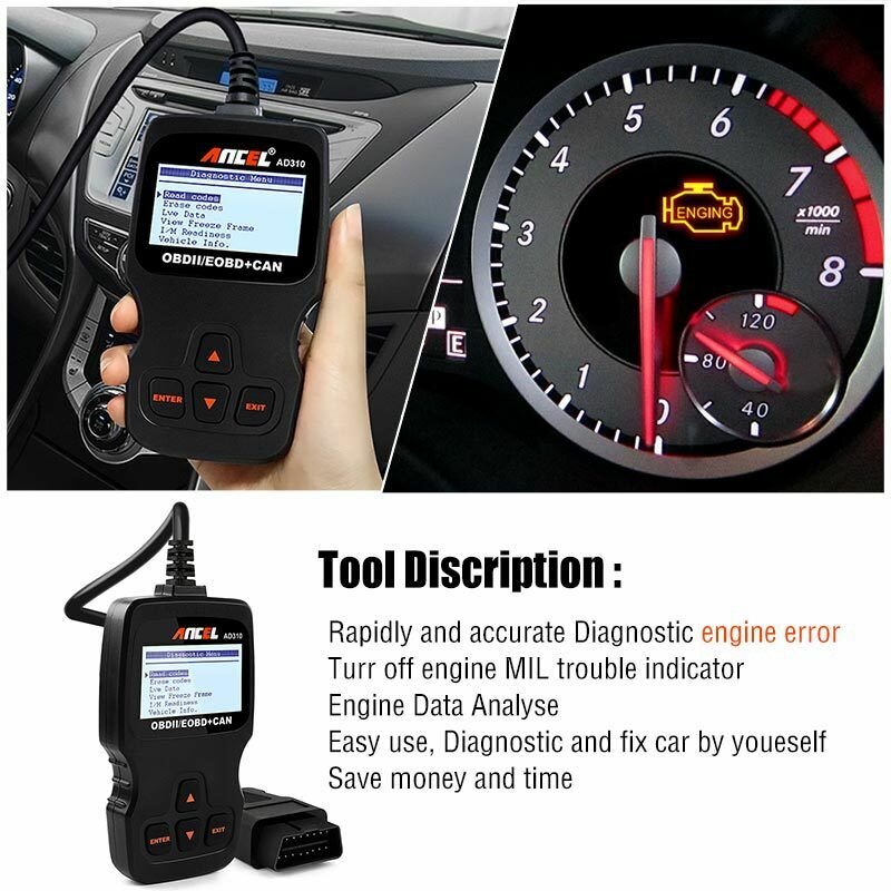 ANCEL AD310 OBDII Сканер Считыватель Кодов Для Автомобильных Двигателей — фото 1