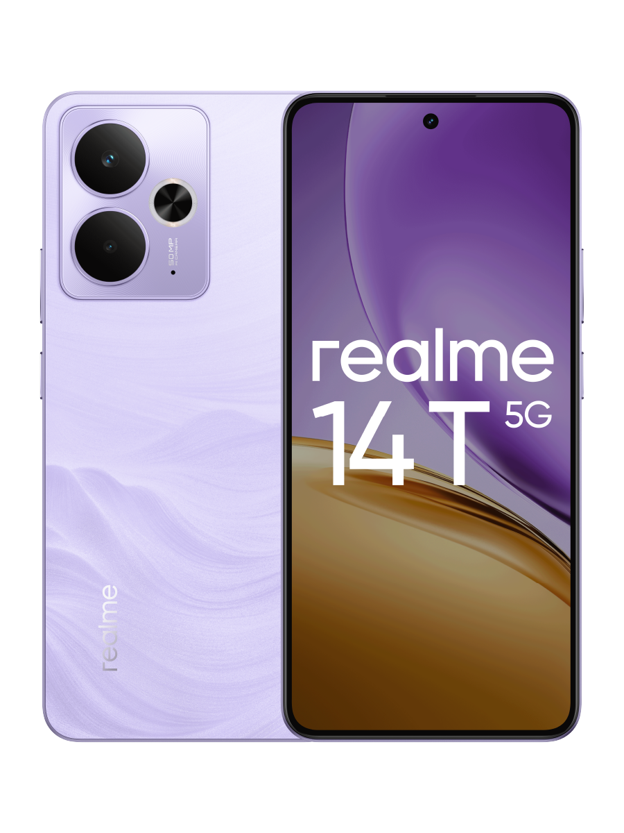 Смартфон realme 14T 5G 8/128 ГБ Ростест (EAC), Dual nano SIM, фиолетовый/purple RU