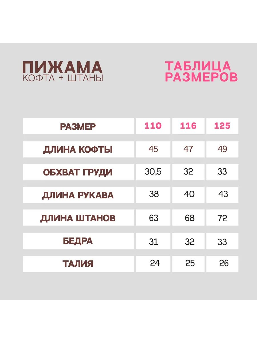 Пижама, размер 116, белый — фото 1