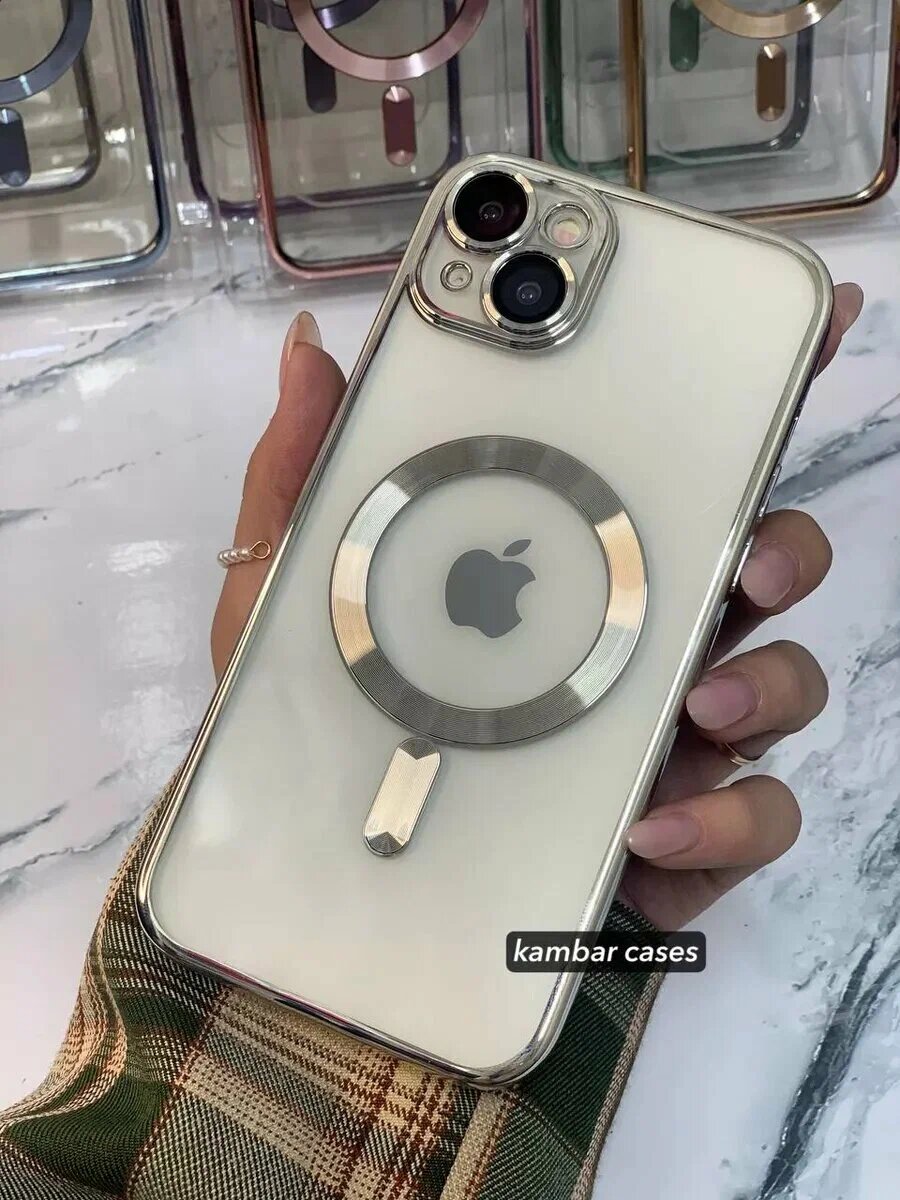 Чехол для iPhone 14 Magsafe, прозрачный, силиконовый Magsafe и беспроводным