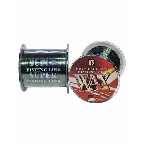 Леска рыболовная монофильная 300 метров диаметр 0.18 мм зеленая Wax carp