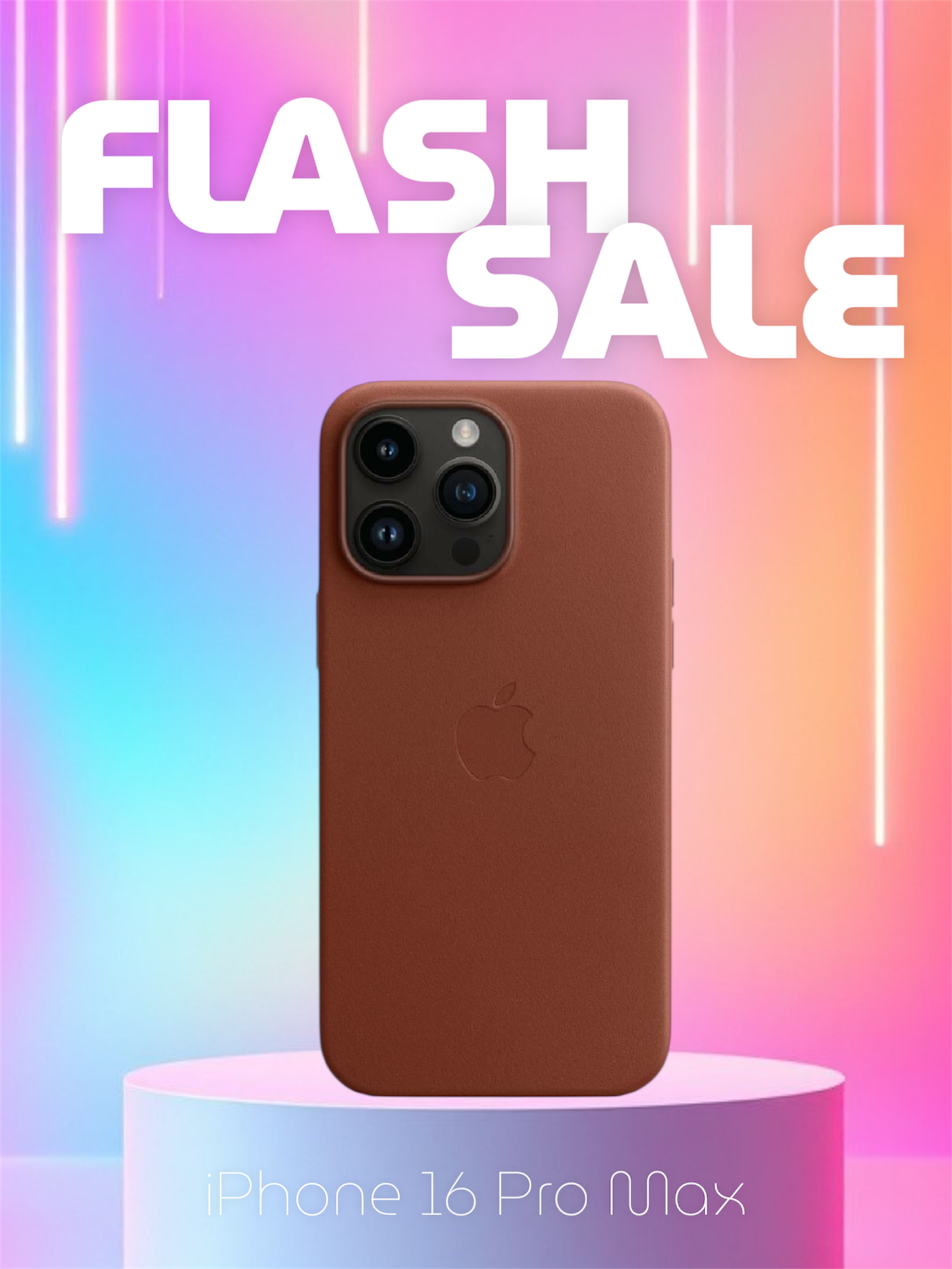 Премиум Кожаный чехол для iPhone 16 Pro max Umber коричневый с Анимацией