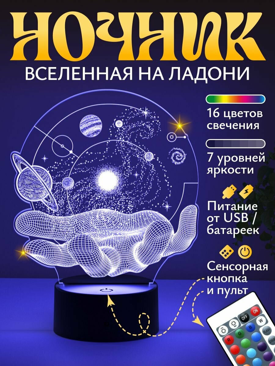 Ночник подарок Вселенная на ладони