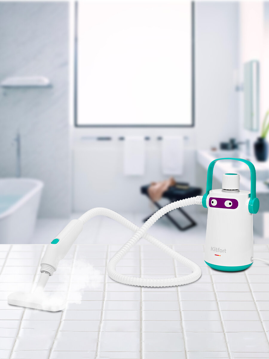 Пароочиститель Kitfort КТ-9109-3 бело-бирюзовый — фото 1