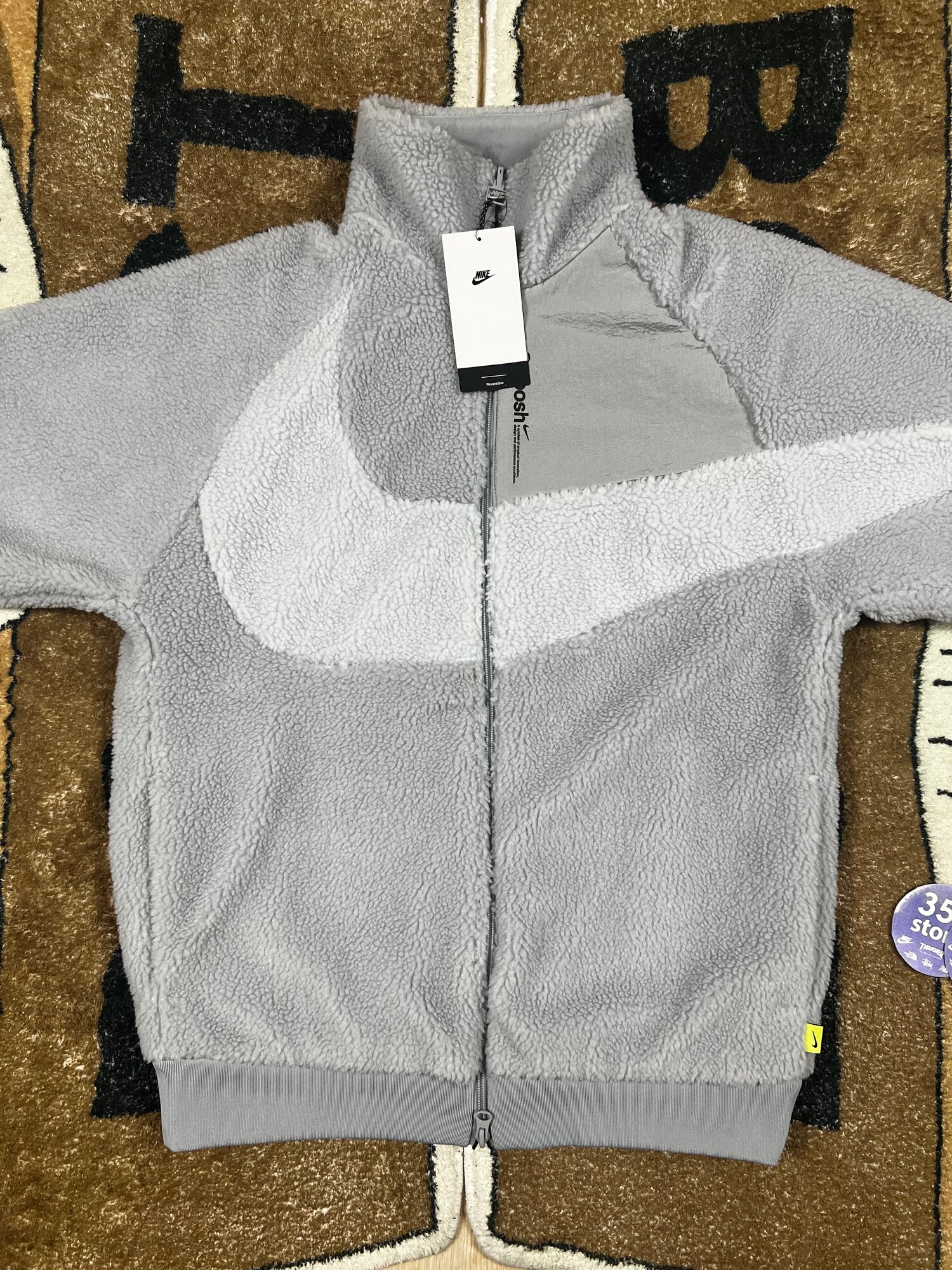 Куртка NIKE NIKE DOUBLE SIDED SHERPA JACKET GREY, цвет серая
