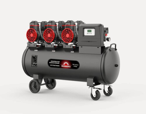 Изображение товара Поршневой безмасляный тихий компрессор SUNREKA GFC750/100DS (4.4 кВт, 750 л/мин, 100 л 220В)