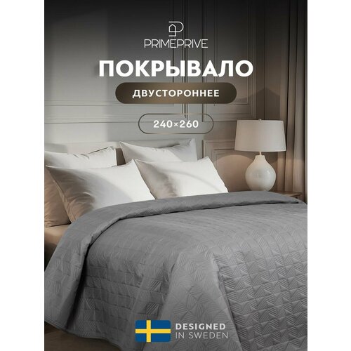 фото Покрывало на кровать / на диван 240х260 евро двустороннее prime prive