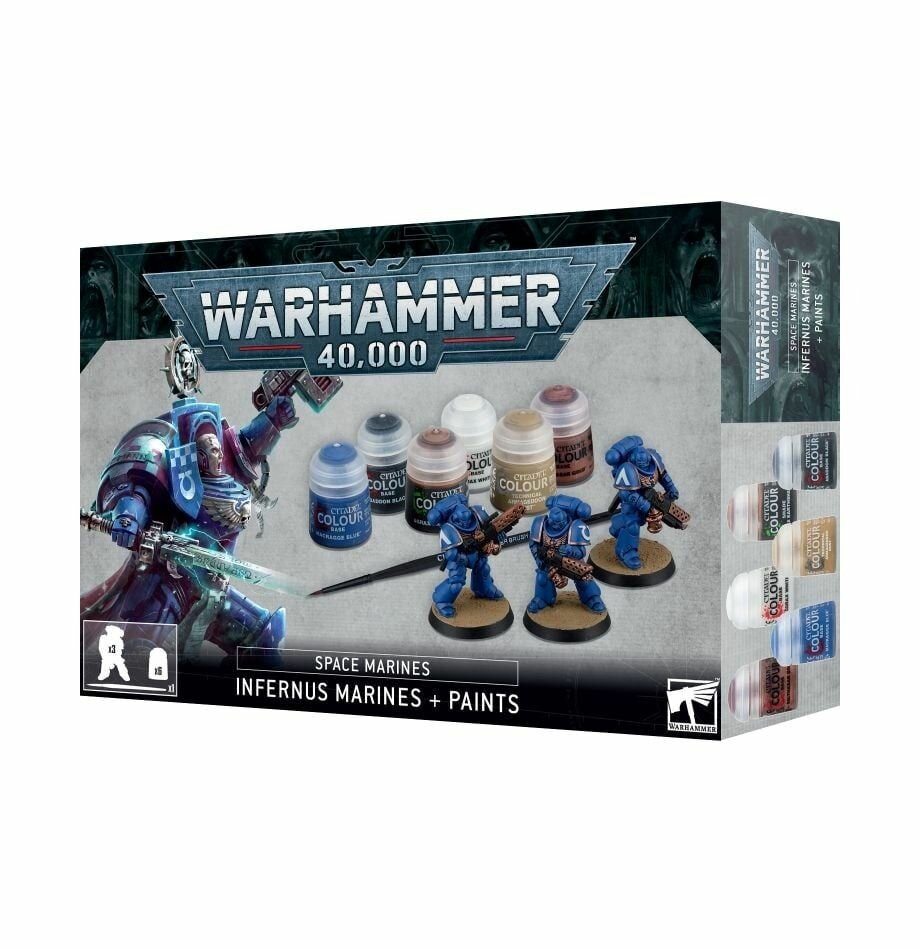 Набор миниатюр Warhammer 40000: Space Marines - Infernus Marines + краски Paints Set