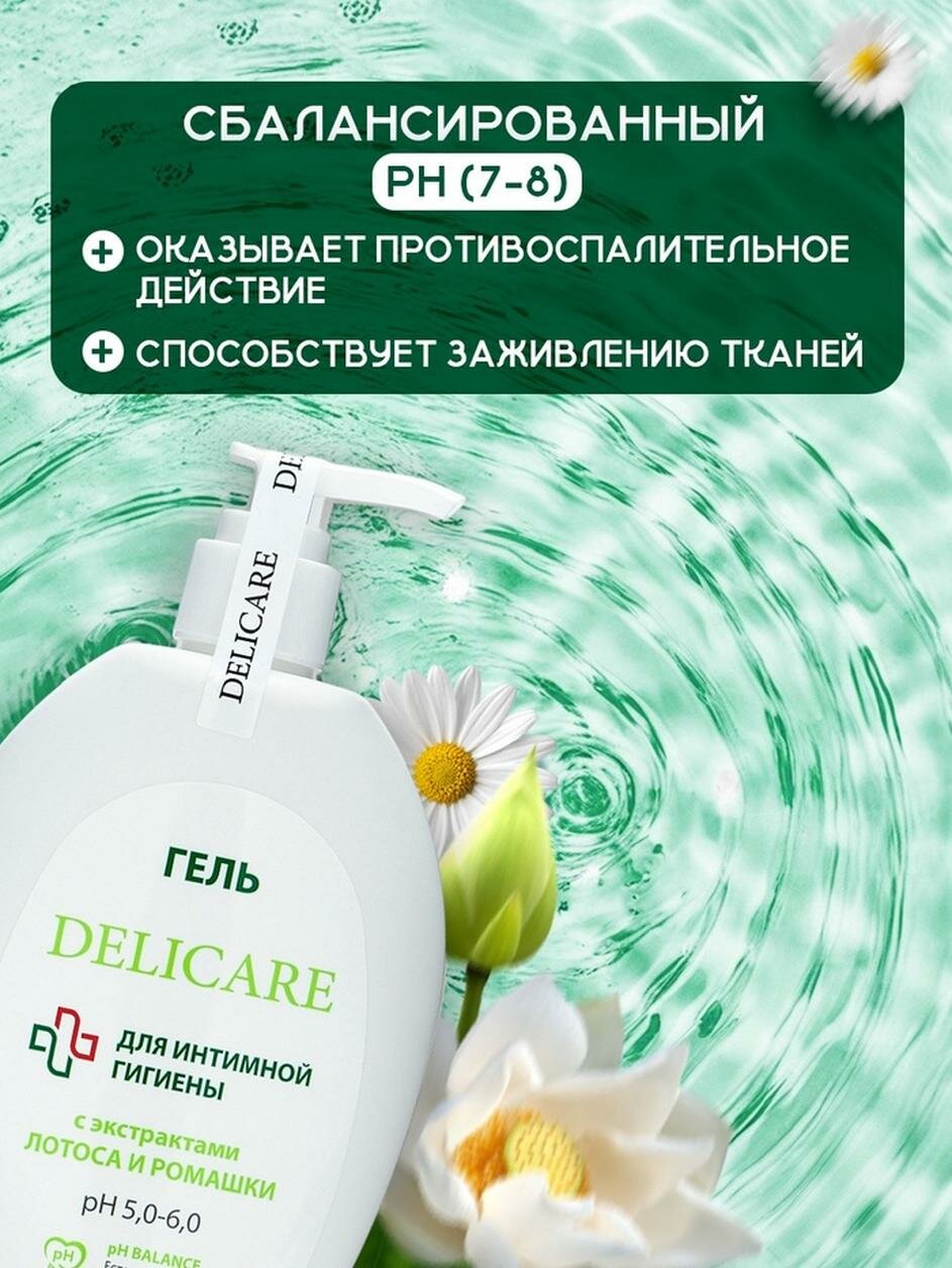 Изображение Гель для интимной гигиены Delicare с экстрактом лотоса и ромашки, 270 мл