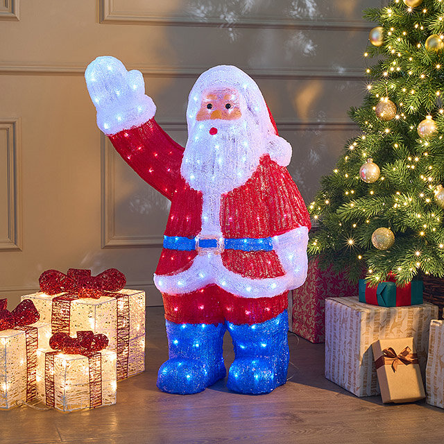 Светодиодная фигура Санта Клаус - Merry Xmas 90 см 240 холодных белых LED ламп акрил IP44