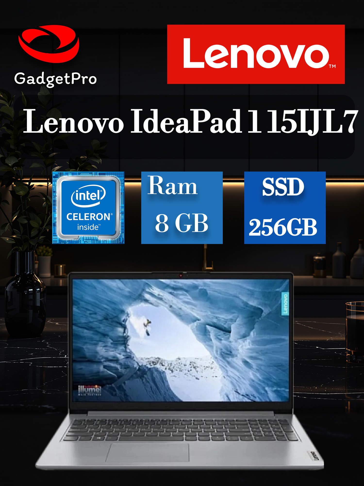 Ноутбук Lenovo IdeaPad 1 15IJL7 15.6" FHD, Celeron N4500, 8ГБ, SSD 256ГБ, Intel UHD Graphics, DOS, серый