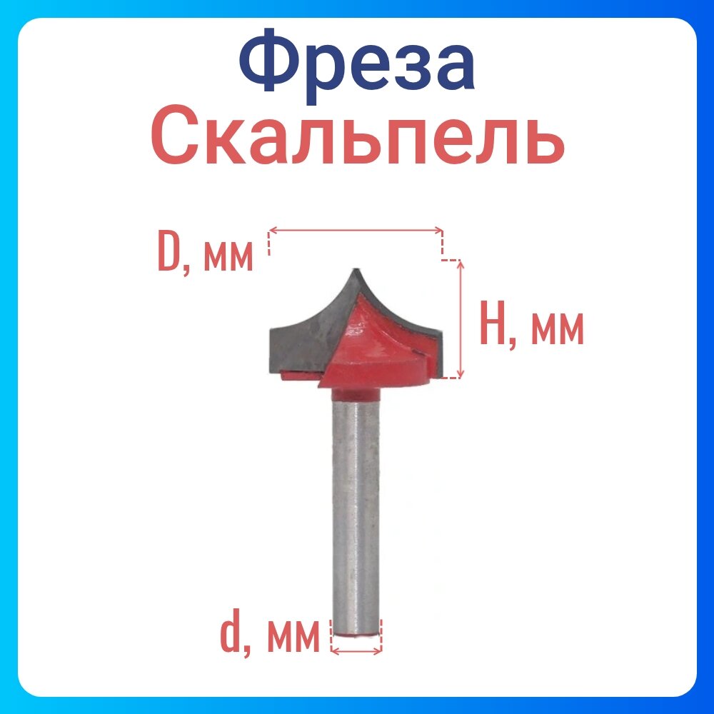 Фреза Скругление скальпель Диаметр -16 мм Высота -8 мм Радиус-8 мм Хвостовик -8 мм