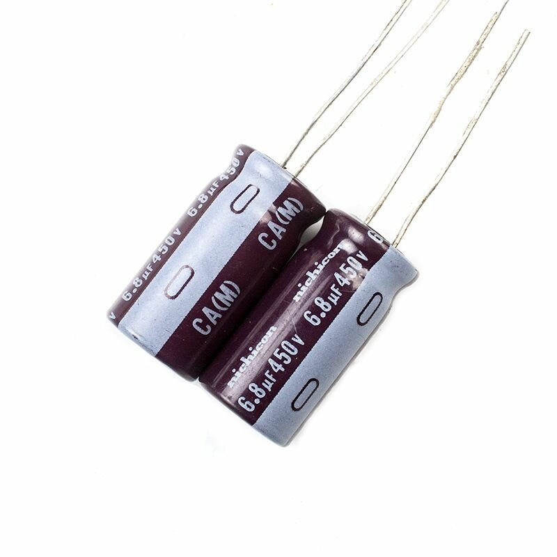 10шт. Nichicon Конденсатор электролитический 450В-6.8мкФ (6.8uF-450V, 10x16мм)