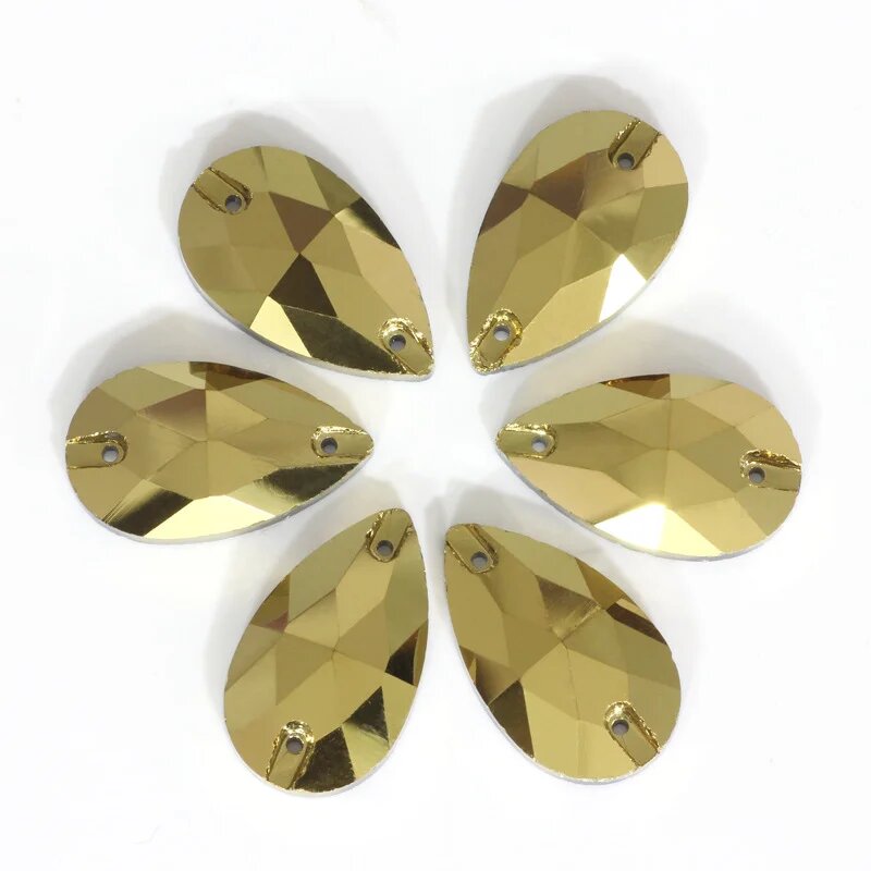 Золотые смешанные формы стразы для рукоделия 11x18mm 28pcs