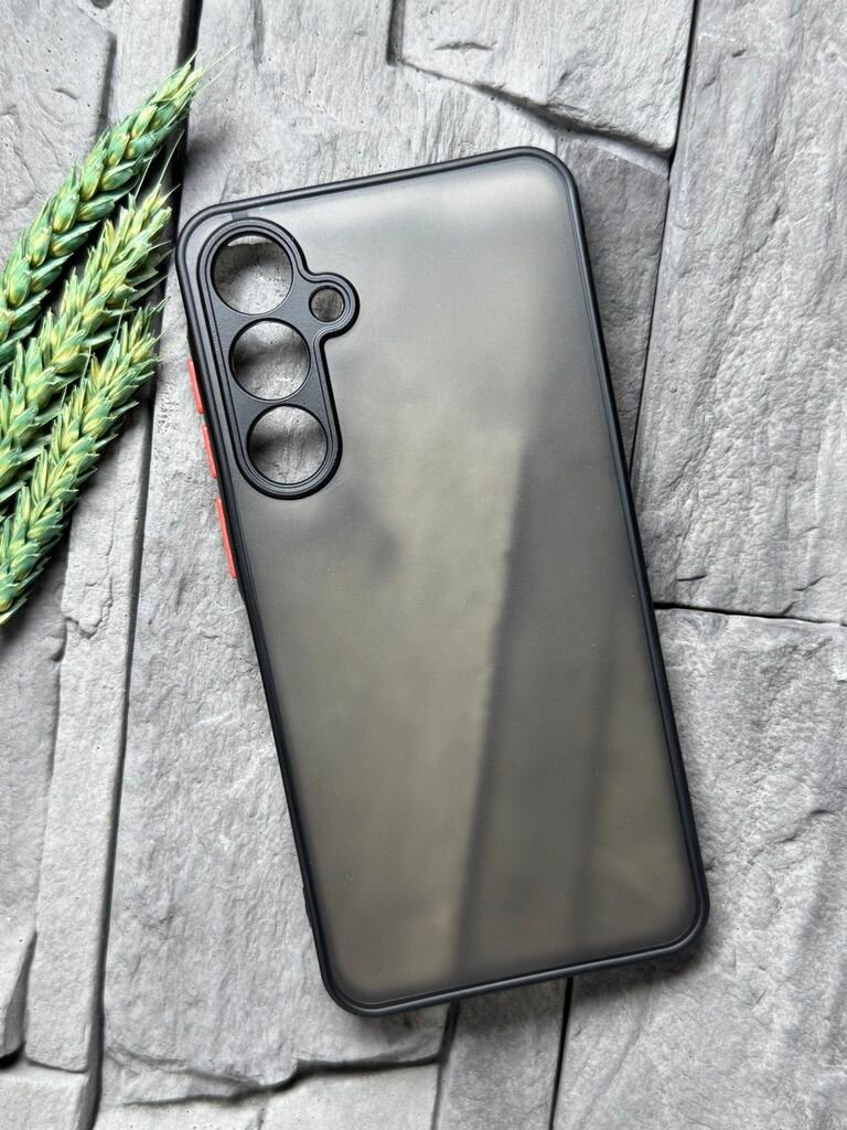 Чехол противоударный для Samsung Galaxy M55 / Самсунг Галакси М55 матовый, с защитой камеры, черный