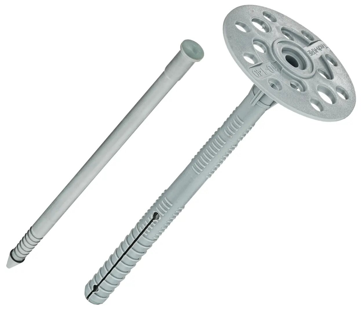 Дюбель для теплоизоляции с пластиковым гвоздем Tech-krep IZO серый 10х140 мм 30 шт.