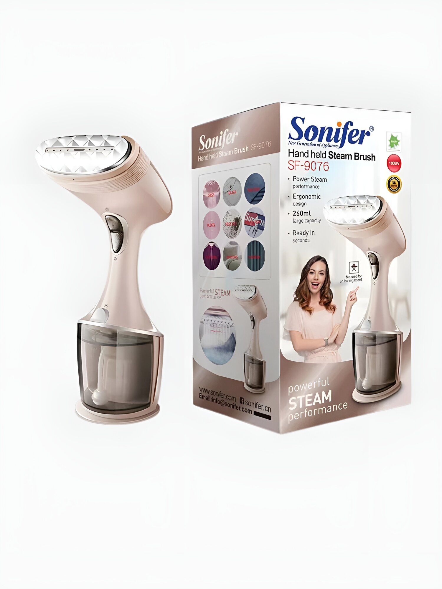 Отпариватель ручной Sonifer SF-9076, 2в1, нержавеющая сталь, мощность 1600Вт