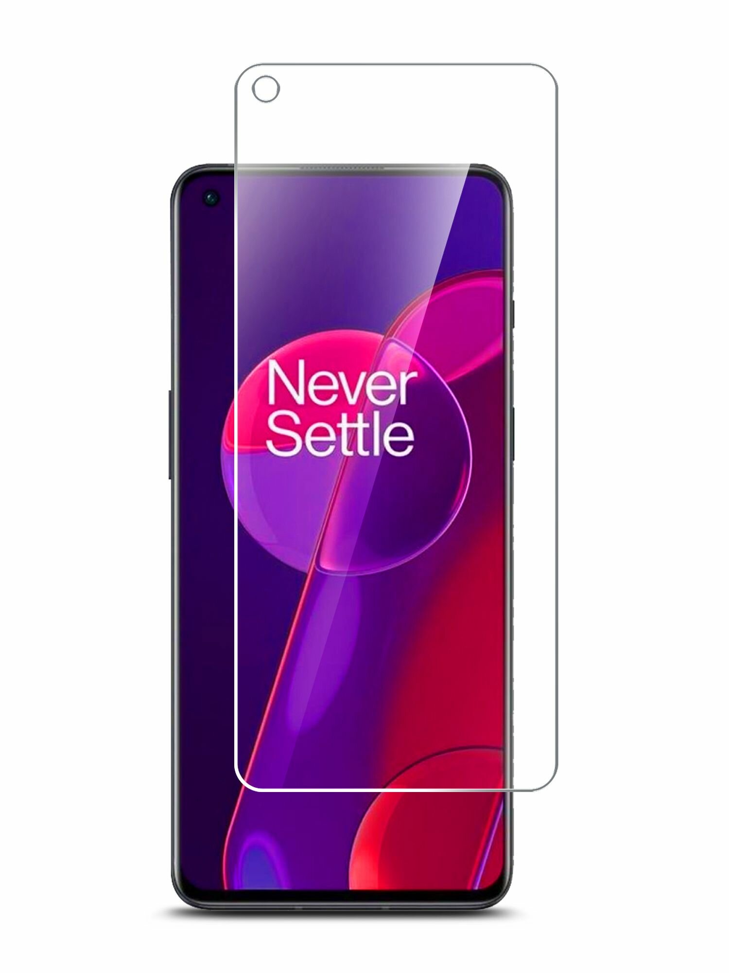 Защитное стекло на OnePlus 9RT (ВанПлюс 9РТ) на Экран, гибридное: пленка + стекловолокно, прозрачное силиконовая клеевая основа тонкое Hybrid Glass, Brozo