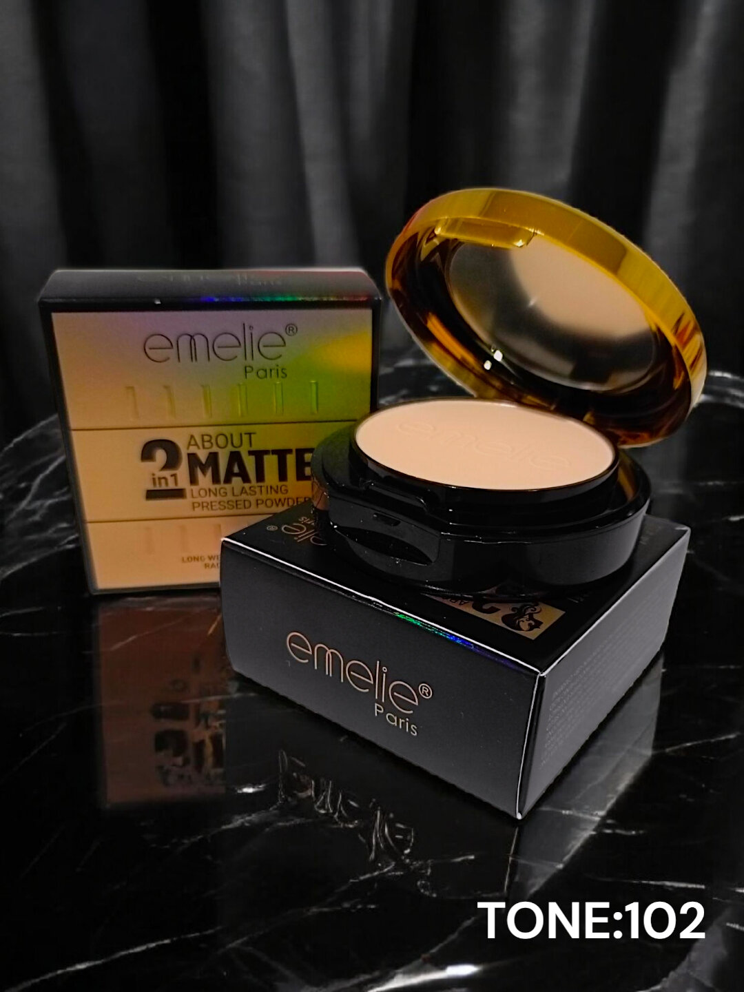 Матовая пудра Emelie, 01 и 02, 2 в 1, матовый эффект на 24 часа, SPF 15
