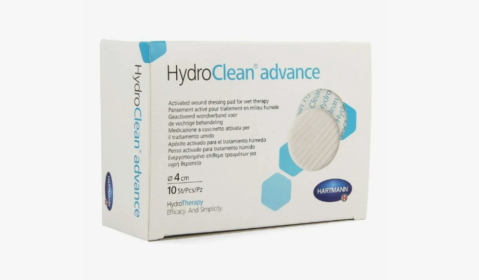Повязка HydroClean Advance (Гидроклин Адванс) с раствором Рингера и антисептиком, круглая 4см, 6096062 (Поштучно (1 штука))