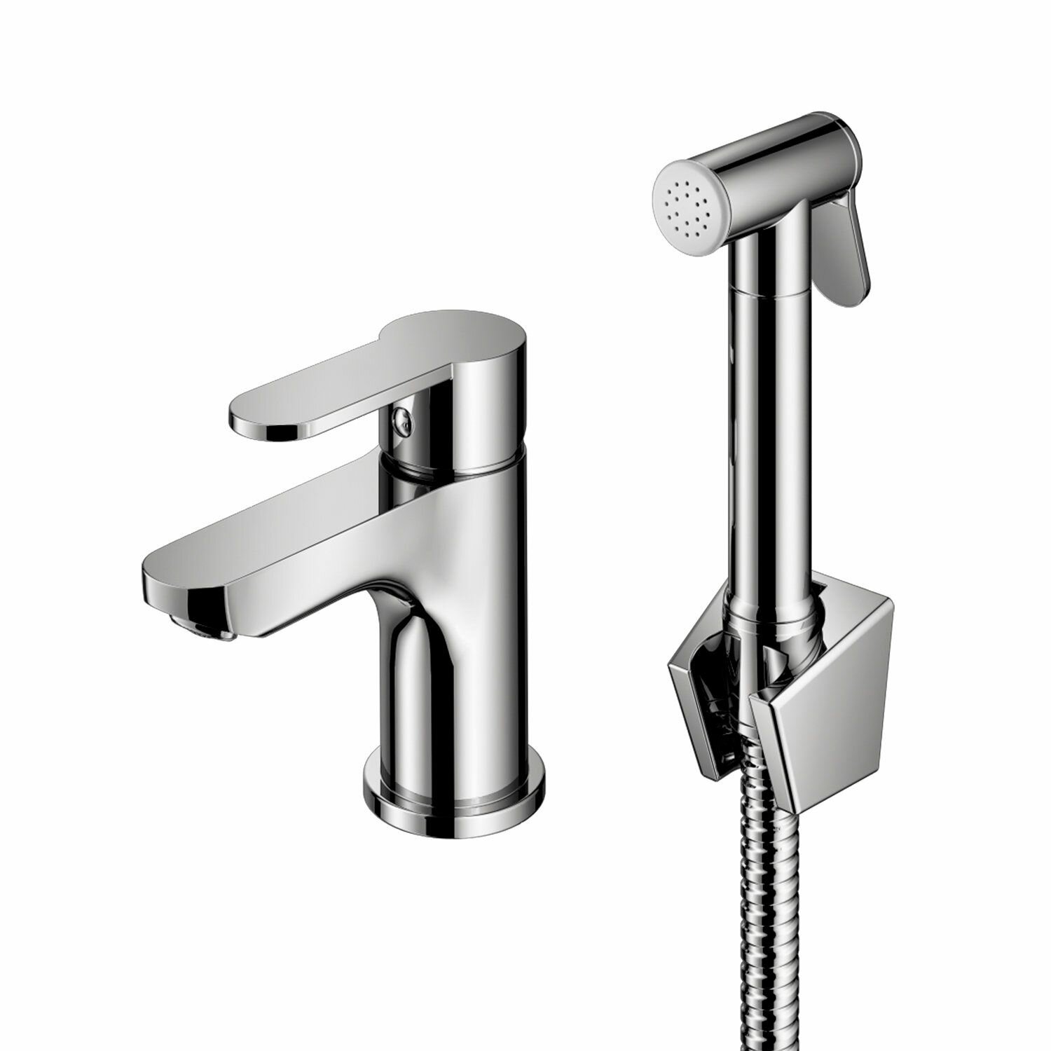 Смеситель Prohanss P64.12 для раковины с гигиеническим душем монолитный хром