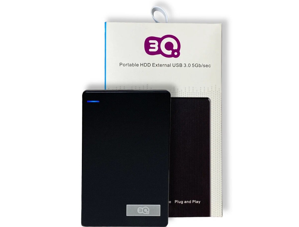Внешний жесткий диск 3Q "Iris External", 500 Гб, USB 3.2, 2.5", черный — фото 1