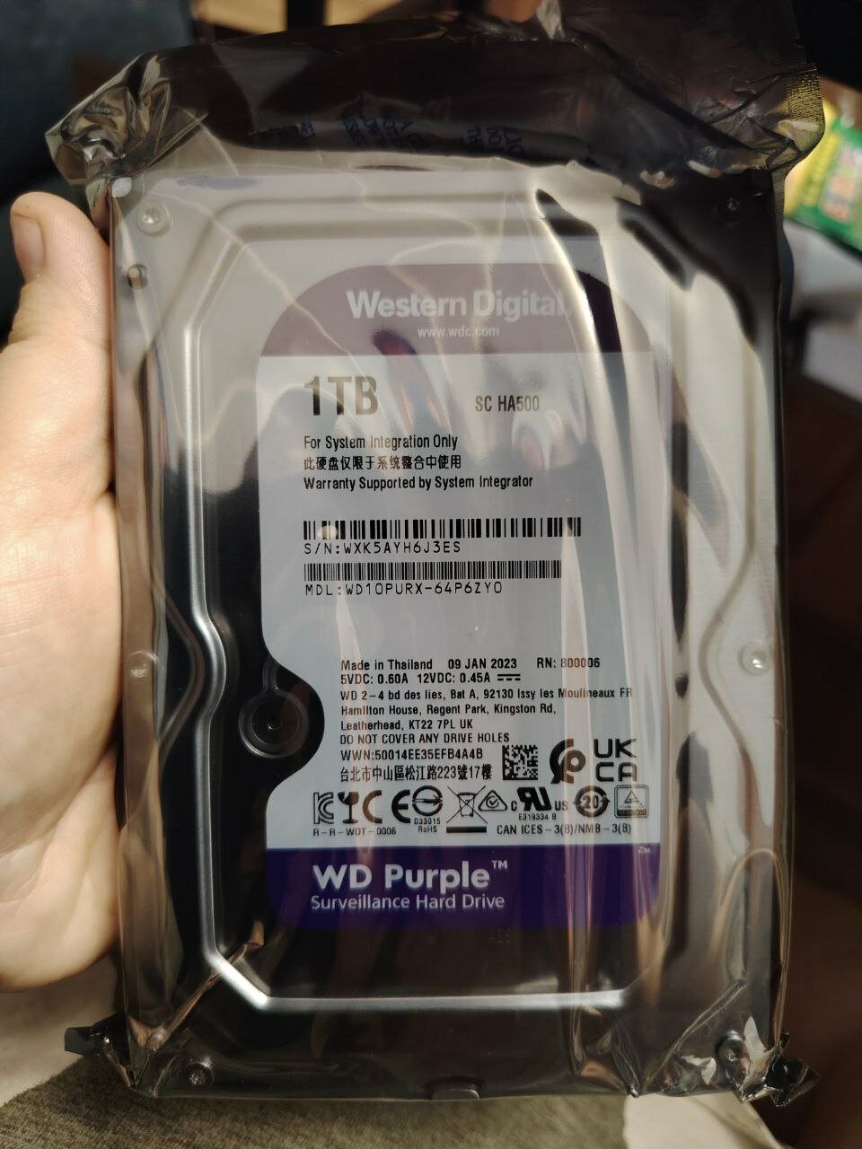 Western Digital Жесткий диск для компьютера SC HA500, емкость 1TB