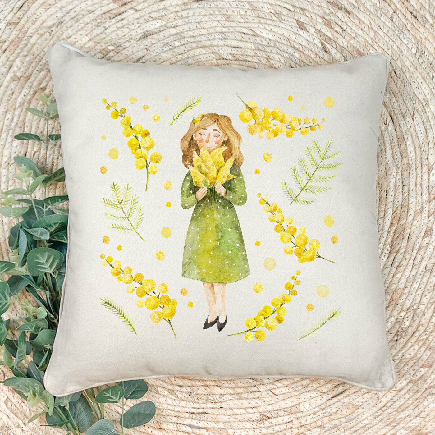 Наволочка для декоративной подушки Gerasim "Весенний букет", 41х41 см, эко-ткань хлопок/полиэфир