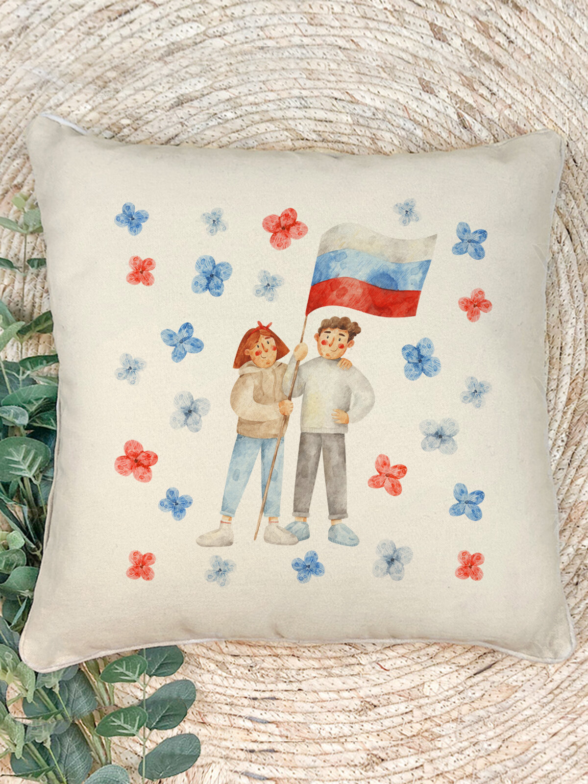 Наволочка для декоративной подушки Gerasim "Патриоты ", 41х41 см, эко-ткань хлопок/полиэфир