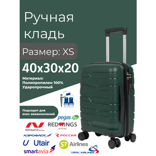 фото Чемодан impreza, 24 л, размер xs, темно-зеленый