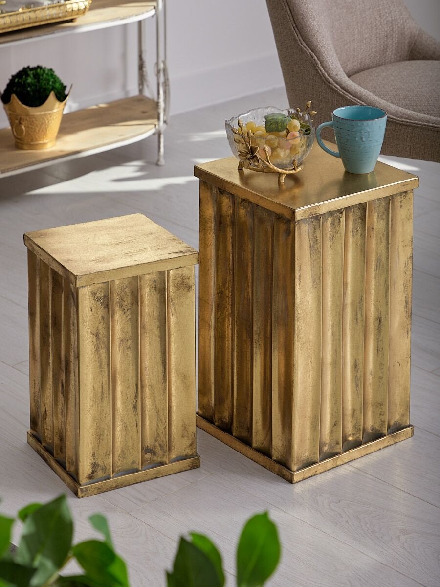 57-465 Столики-подставки набор 2 предмета 29х29х50; 24х24х40см Glasar