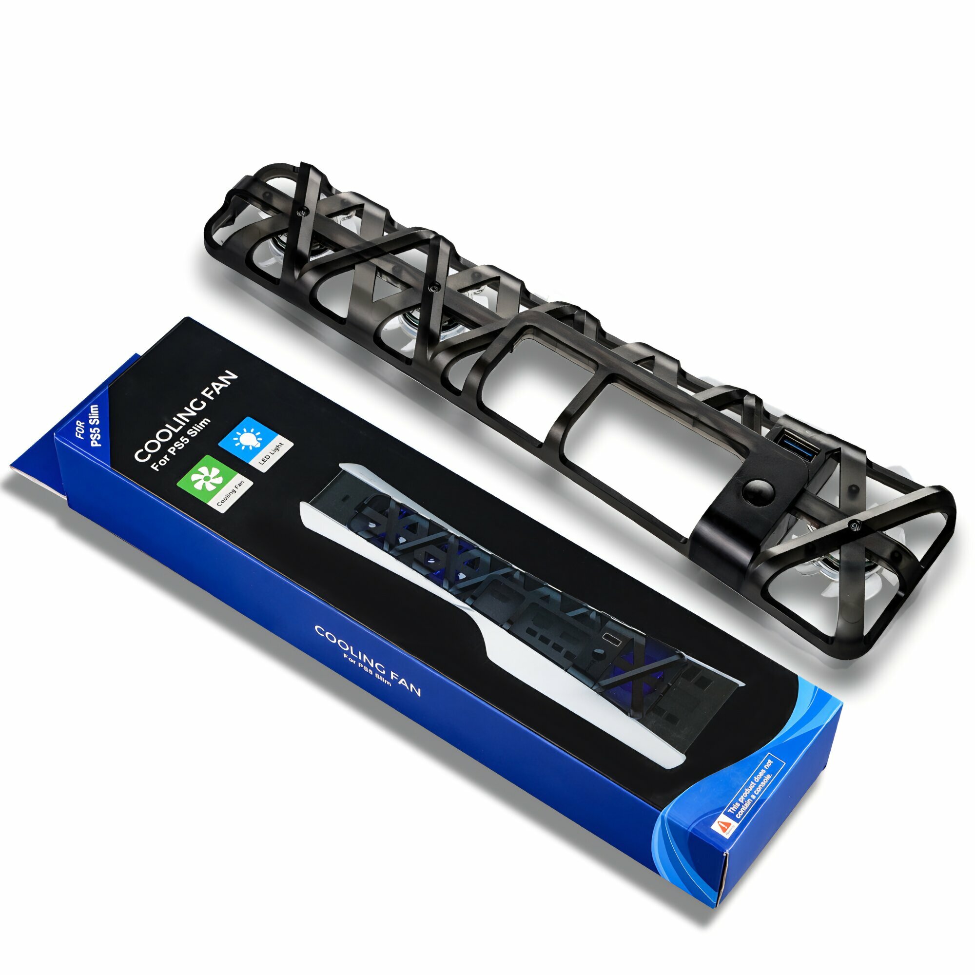 Система охлаждения DOBE для консоли Sony Playstation 5 Slim (PS5 Slim) с синей подсветкой (черный)
