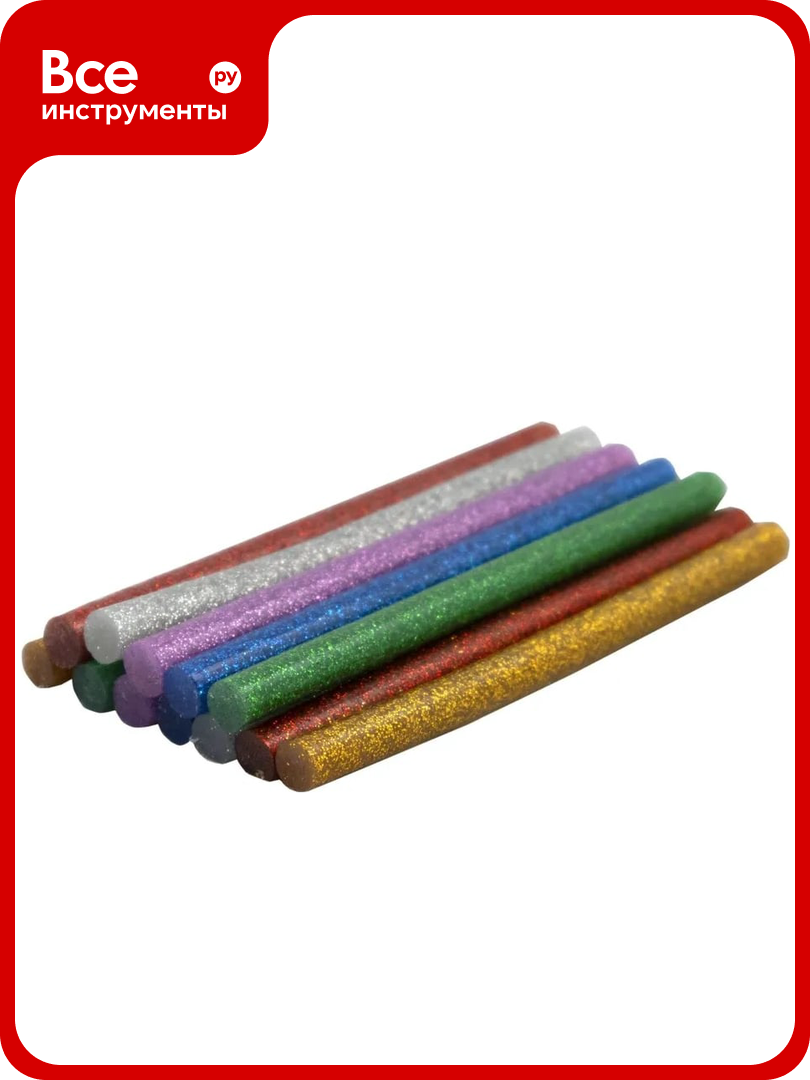 Стержни клеевые цветные блестящие 7.2x100 мм 12 шт 2 шт - синий зеленый красный золотой Kubis 01-06-0715