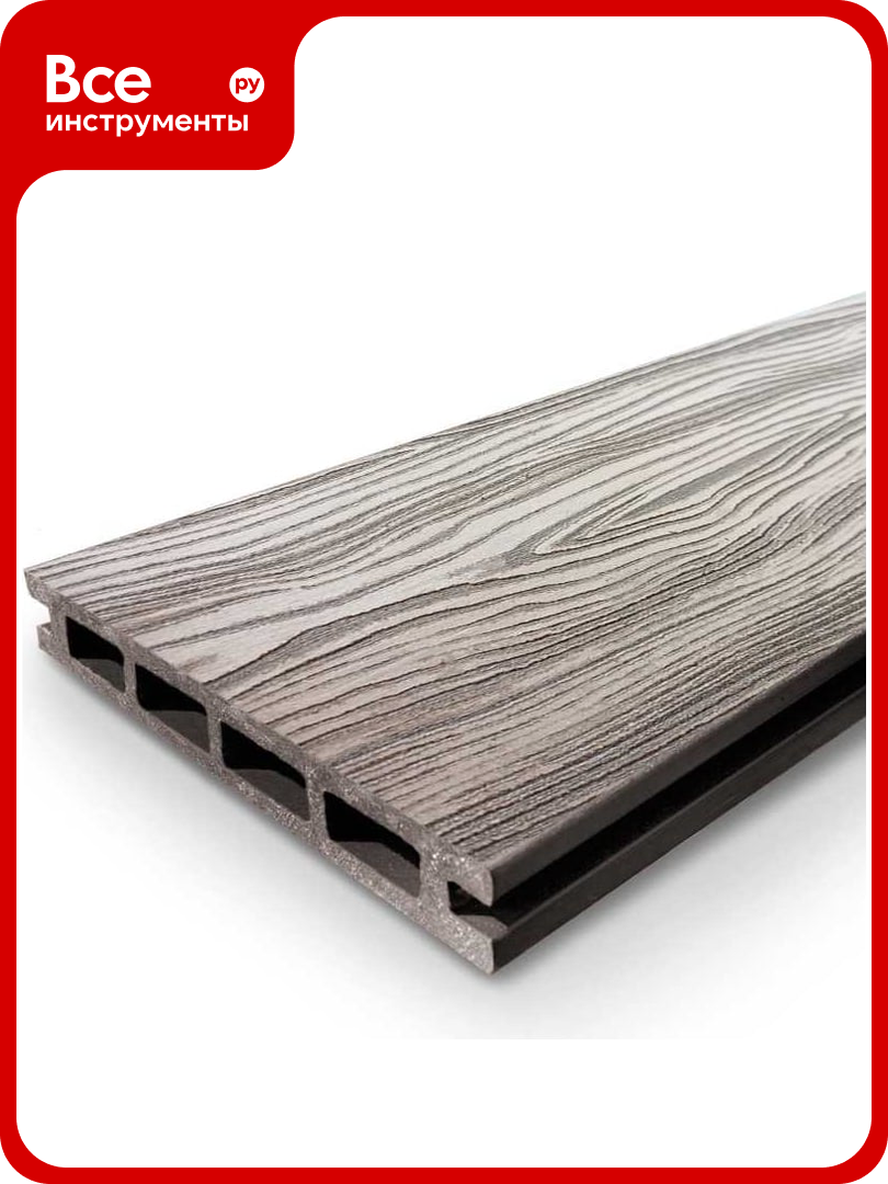 Террасная доска Groentec шовная пустотелая с тиснением Орех брашированная венге 4 м ДПК TDEBW3D 145-22-4000