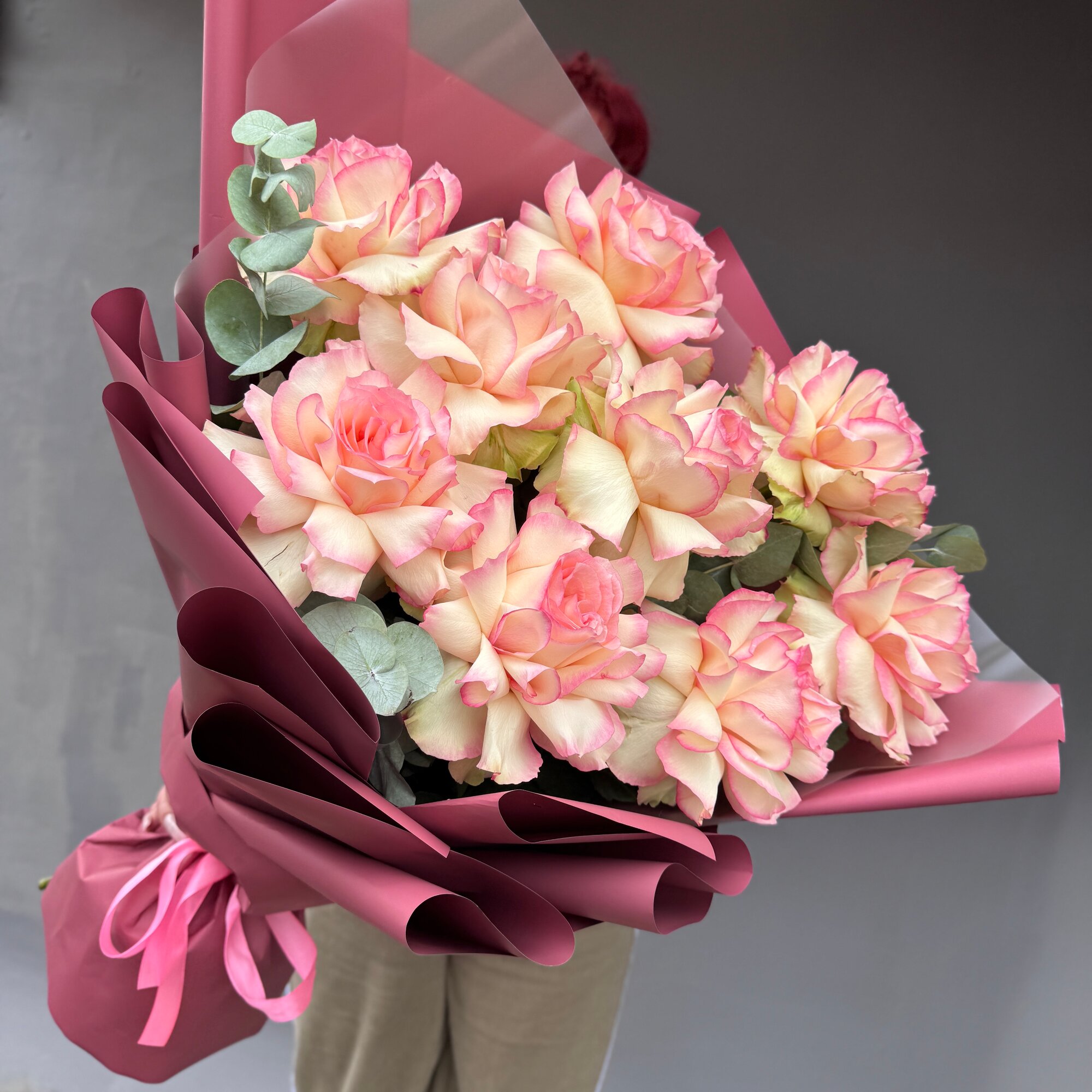 Огромные 7шт (на фото 10шт) Французские розы эсп бур арт.13855 - Просто роза ру — фото 1