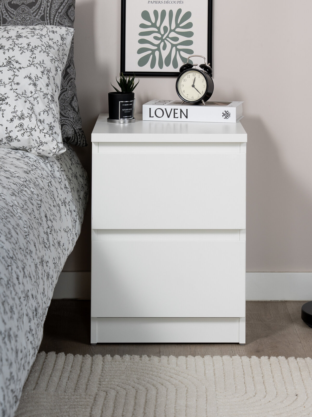 Тумба прикроватная ГУД лакк Мальта 2 ящика с доводчиками 48х40х54 см белая